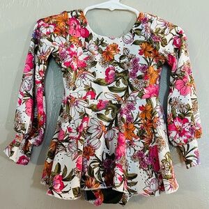 Floral Long Sleeve Kids Dress